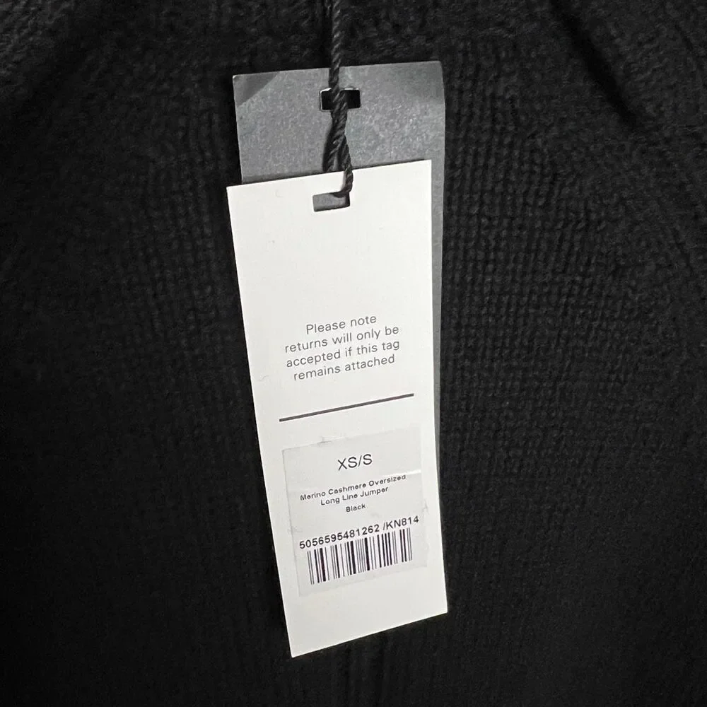 ME+EM Black Merino Wool Cashmere Oversized Turtleneck Sweater NWT S